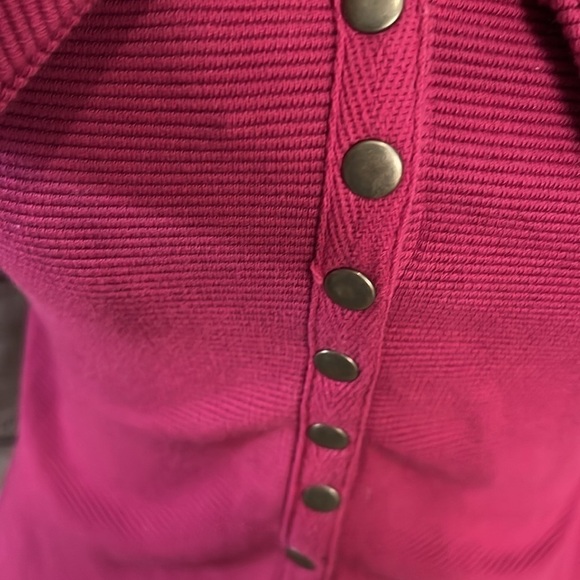 Anthropologie Maeve Off Shoulder Top Ribbed Collared Snap Front Long Sleeves XS - Picture 4 of 11